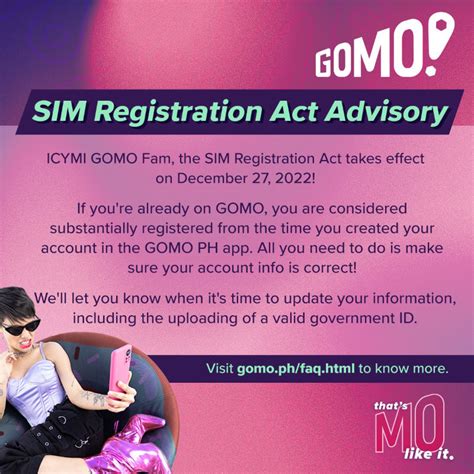 gomo sim registration act|How to Register your GOMO SIM through the new .